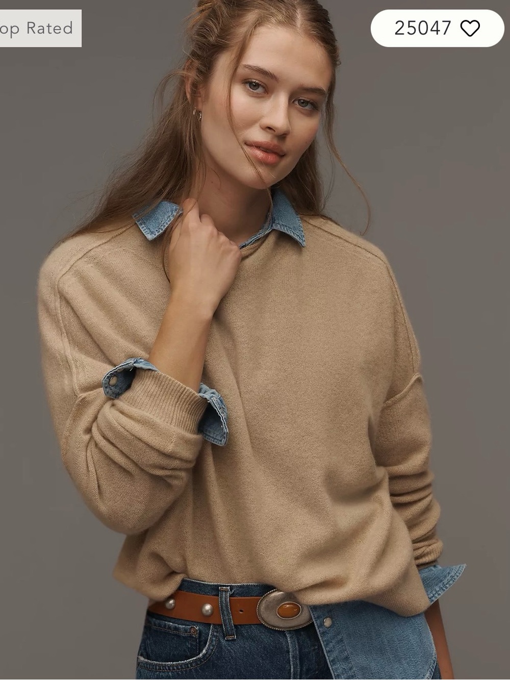 Classic Camel Crewneck Sweater - Women